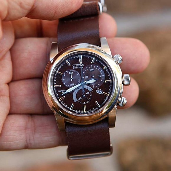Citizen Brown Chandler Leather 42mm Watch!!